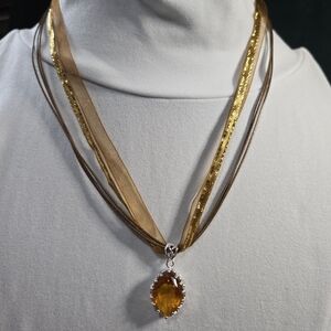 Chic Gold and Brown Pendant Necklace